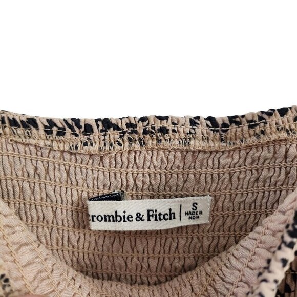 Abercrombie & Fitch Midi Dress Small Smocked‎ Leopard Print Ruffled Slit Boho - Picture 6 of 11